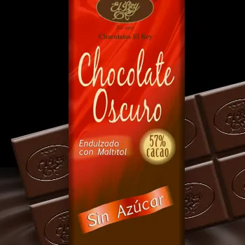 Chocolate El Rey Oscuro  Sin Azúcar. Tableta de 80 g.